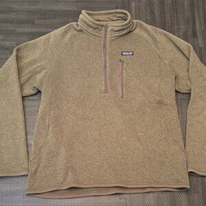 Patagonia Mens Better Sweater 1/4 Zip Fleece Jacket Green Size Large w Hole